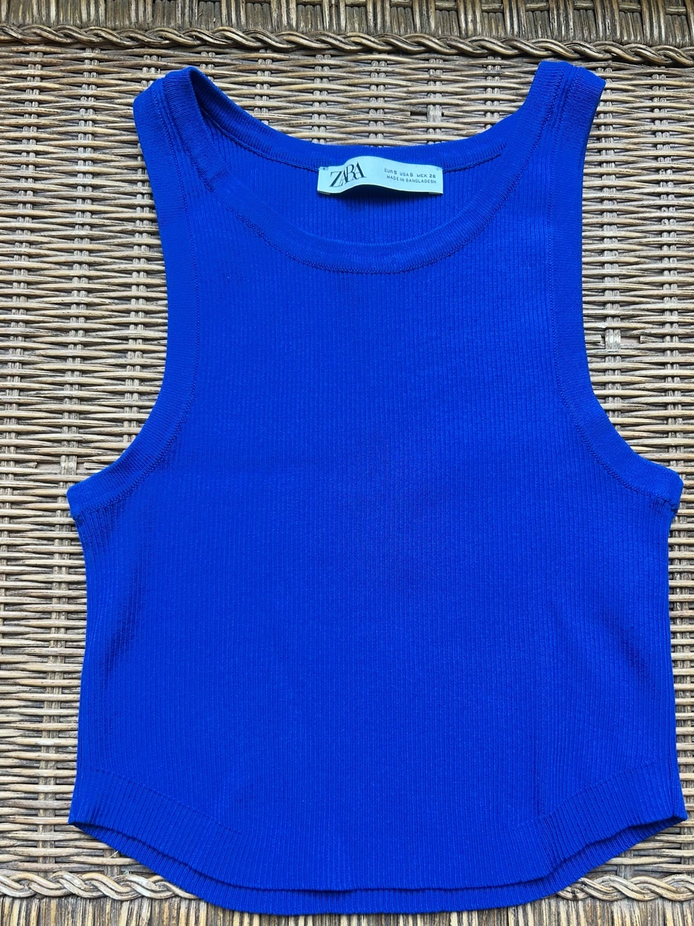 Zara Cobalt Blue Ribbed Crewneck Tank
